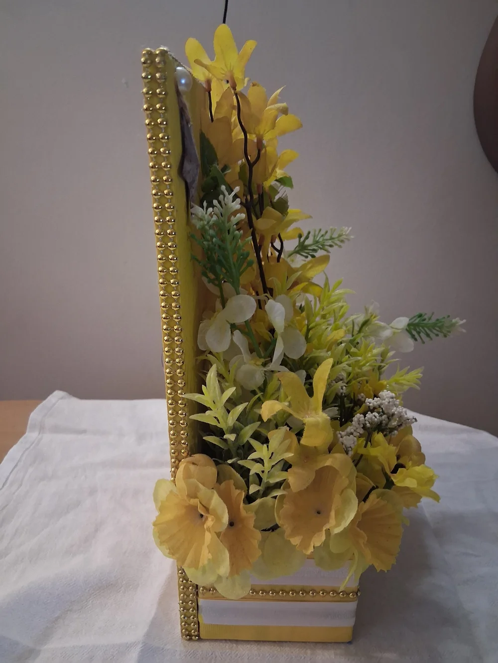 Bright Yellow Faux Floral Arrangement with Green Foliage - Home Accent